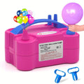 IDAODAN Electric Balloon Pump with dual nozzles, 600W portable air inflator in rose red for quick inflation at parties and events