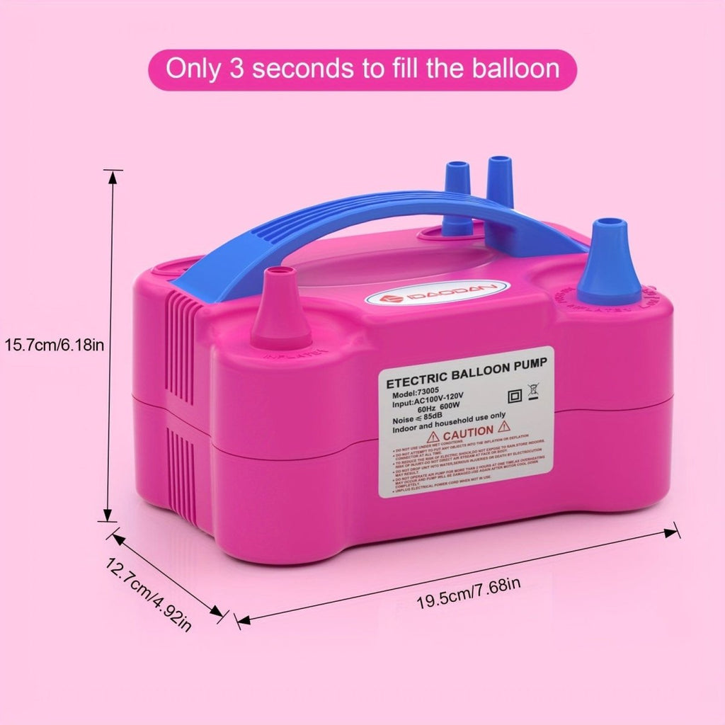 IDAODAN Electric Balloon Pump by Showlu Fashion Store, 600W portable air inflator with dual nozzles in rose red for quick balloon filling