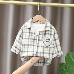 IENENS Kids Shirt Clothes Spring Thin Blouses Clothing Infant Boy Plaid Cotton Tops 1 2 3 4 Years Kids Long Sleeves Shirt - SHOWLU FASHION STORE