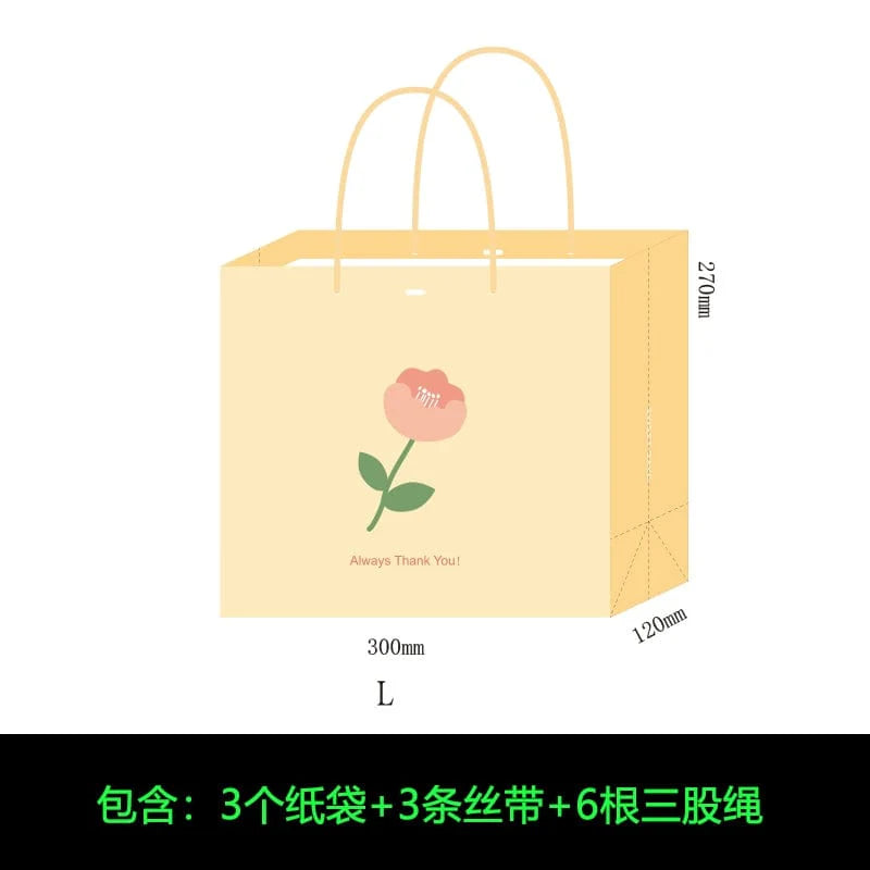 Mori Leaf contrast color paper gift bag by SHOWLU FASHION STORE, minimalist holiday handbag with festive leaf design for gift packaging