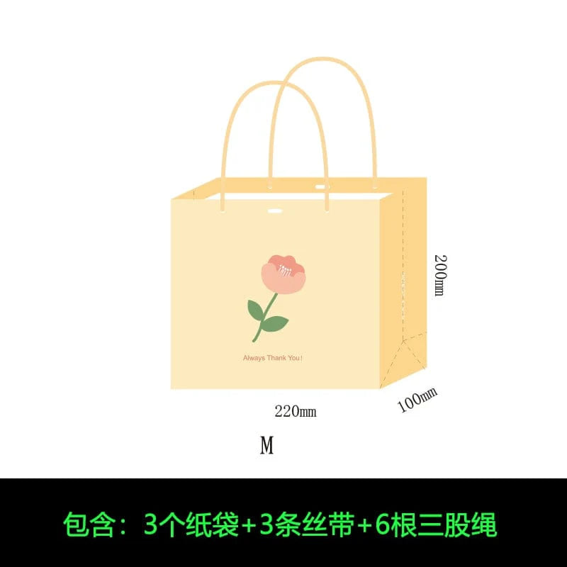 Mori Leaf contrast color paper gift bag by SHOWLU FASHION STORE, minimalist holiday handbag with festive design and sturdy paper material.