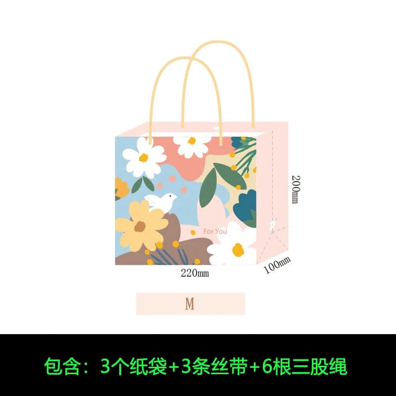 Mori Leaf Contrast Color Paper Gift Bag from SHOWLU FASHION STORE with minimalist holiday design and creative packaging style.