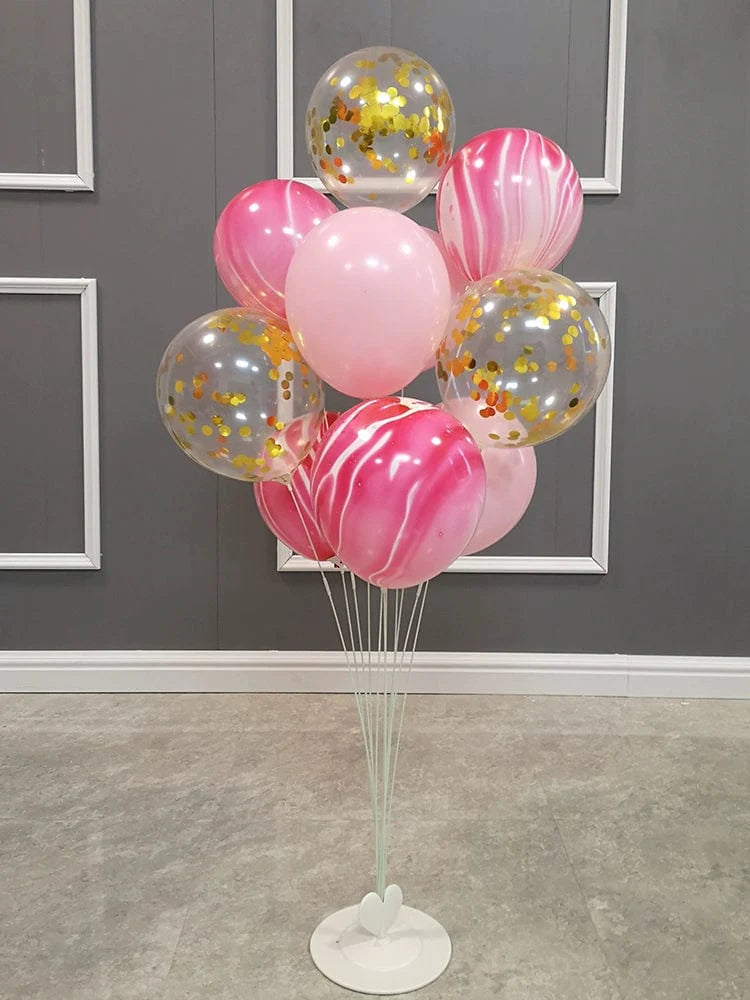 SHOWLU FASHION STORE balloon stand for wedding and birthday decorations, with colorful floating balloons on a floor display.