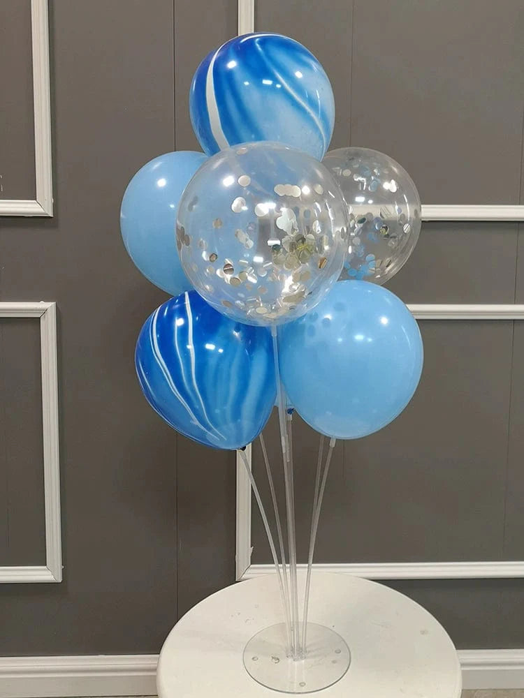 SHOWLU FASHION STORE balloon stand for wedding and birthday decoration, with floating balloons outdoors and on tables.