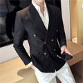 Hanvenchy slim fit white business coat, double-breasted Italian style, tailored for a sharp professional look.