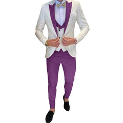 Ivory Men's Wedding Groom Suit 3 Piece Jacket Pants Vest Formal Tuxedo Elegant Men's Custom Suit Bow tie not Included - SHOWLU FASHION STORE