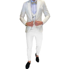 Ivory Men's Wedding Groom Suit 3 Piece Jacket Pants Vest Formal Tuxedo Elegant Men's Custom Suit Bow tie not Included - SHOWLU FASHION STORE