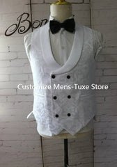 Ivory Men's Wedding Groom Suit 3 Piece Jacket Pants Vest Formal Tuxedo Elegant Men's Custom Suit Bow tie not Included - SHOWLU FASHION STORE