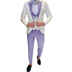 Ivory Men's Wedding Groom Suit 3 Piece Jacket Pants Vest Formal Tuxedo Elegant Men's Custom Suit Bow tie not Included - SHOWLU FASHION STORE