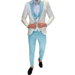 Ivory Men's Wedding Groom Suit 3 Piece Jacket Pants Vest Formal Tuxedo Elegant Men's Custom Suit Bow tie not Included - SHOWLU FASHION STORE