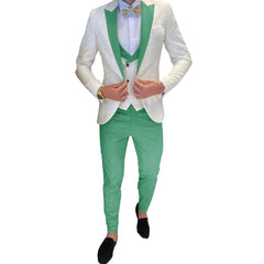 Ivory Men's Wedding Groom Suit 3 Piece Jacket Pants Vest Formal Tuxedo Elegant Men's Custom Suit Bow tie not Included - SHOWLU FASHION STORE