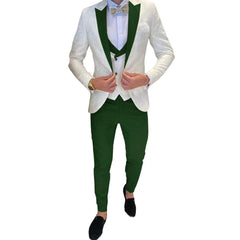 Ivory Men's Wedding Groom Suit 3 Piece Jacket Pants Vest Formal Tuxedo Elegant Men's Custom Suit Bow tie not Included - SHOWLU FASHION STORE