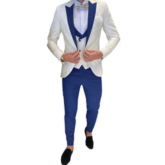 Ivory Men's Wedding Groom Suit 3 Piece Jacket Pants Vest Formal Tuxedo Elegant Men's Custom Suit Bow tie not Included - SHOWLU FASHION STORE