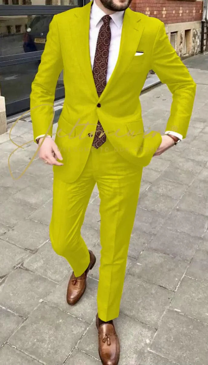 Men's JELTONEWIN 2-piece skinny fit suit with notched lapel, ideal for weddings, groomsmen, and formal events, by Showlu Fashion.