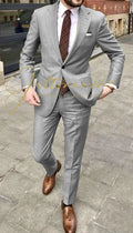 Men's JELTONEWIN 2-piece skinny fit suit with notched lapel, ideal for weddings, groomsmen, and formal events.