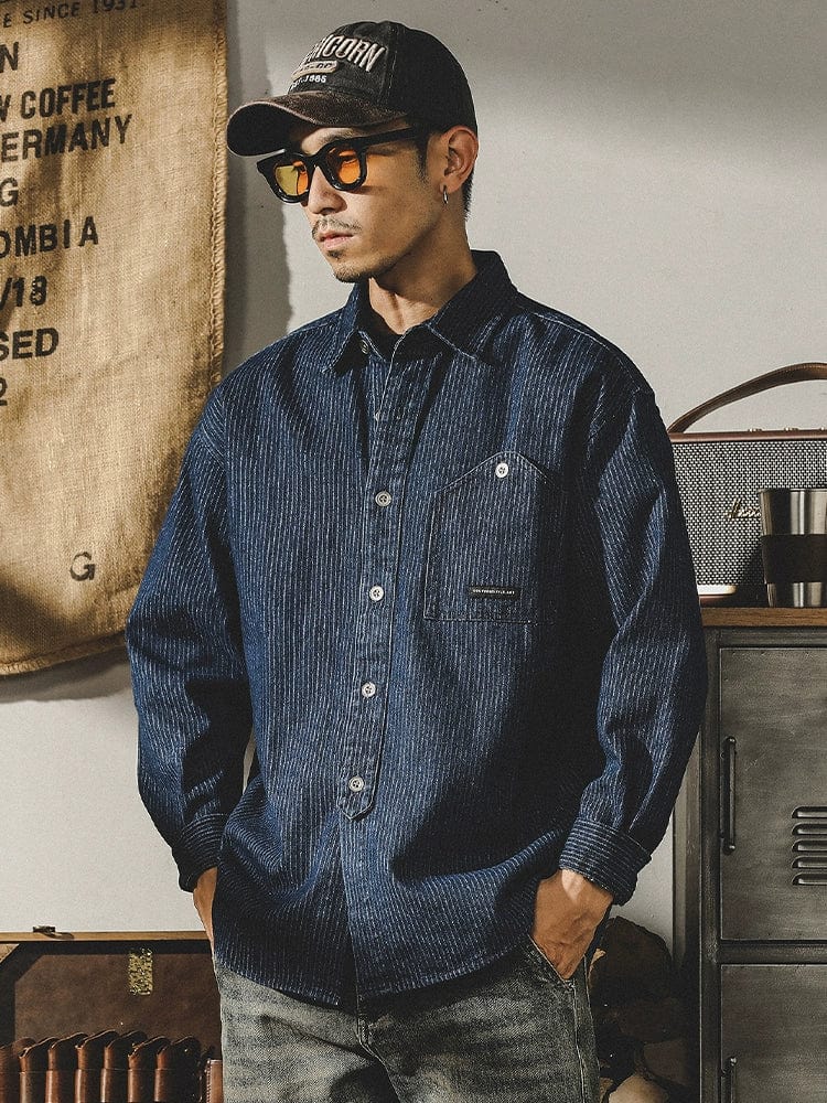 Men's Jereno thick striped cotton parka with vintage long sleeves, casual style, by Showlu Fashion Store.
