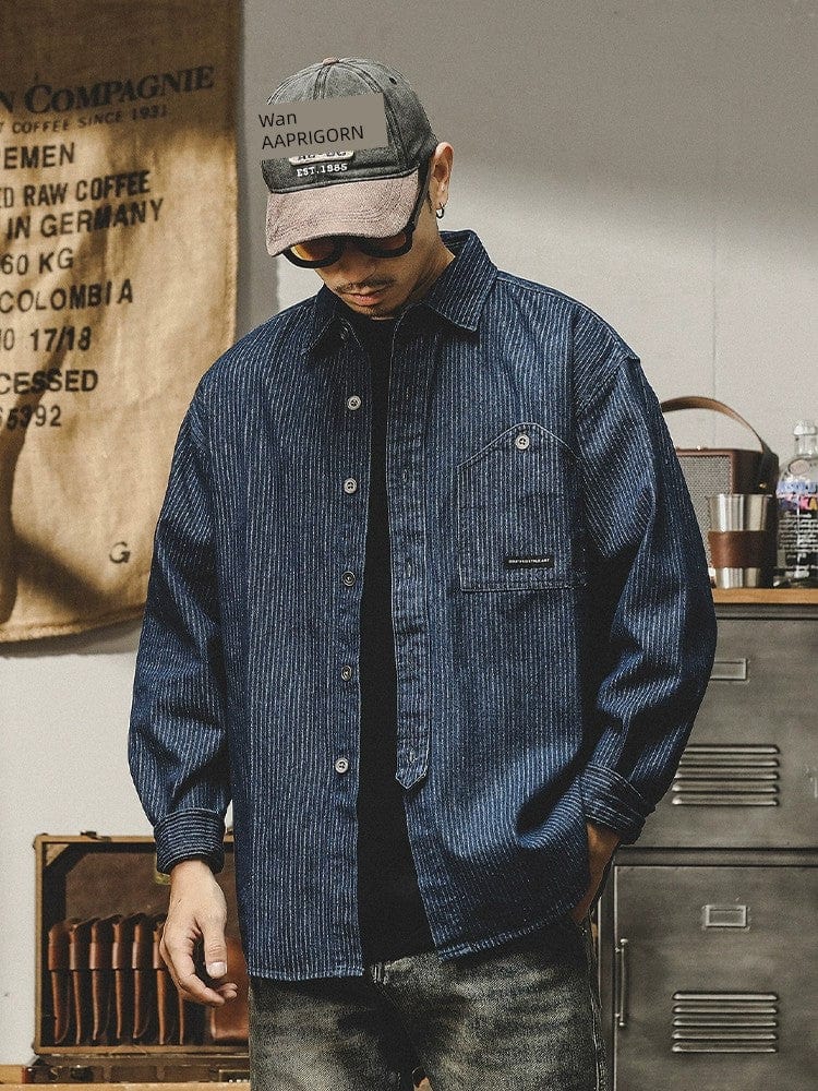 Men's Jereno thick striped cotton parka with long sleeves, vintage style, casual jacket from Showlu Fashion Store.