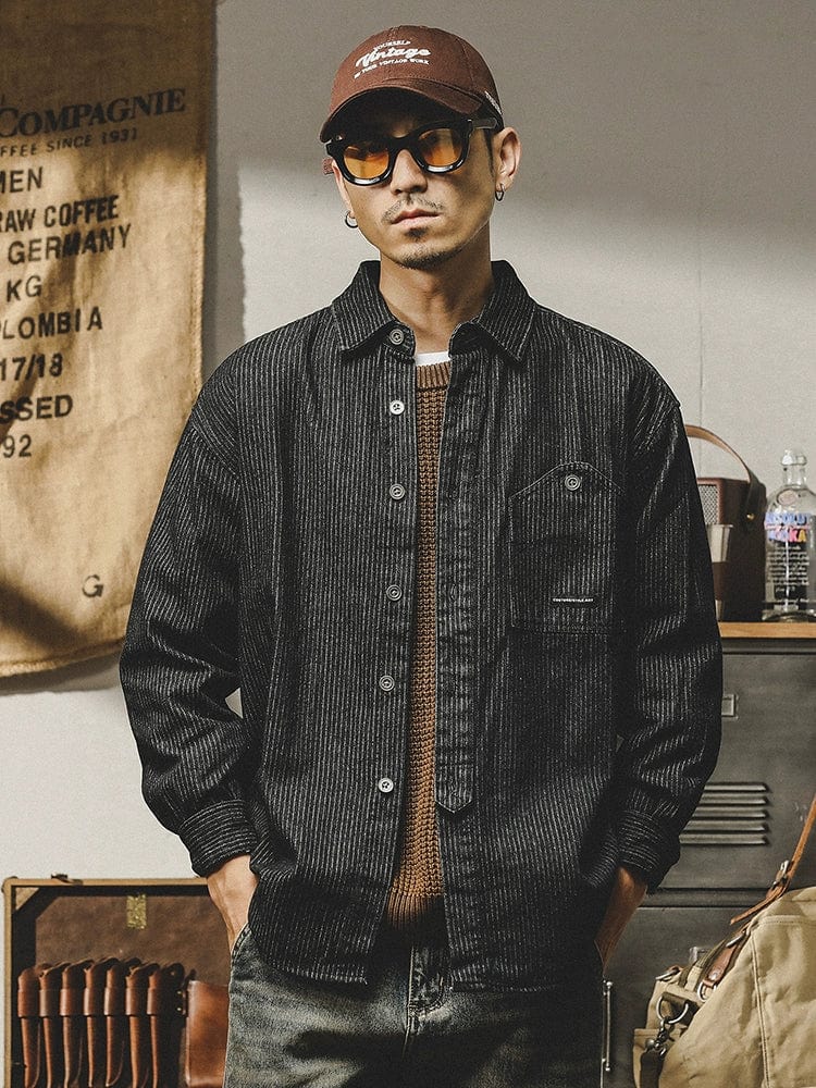 Men's Jereno thick striped cotton parka with long sleeves, vintage style, casual jacket by Showlu Fashion Store