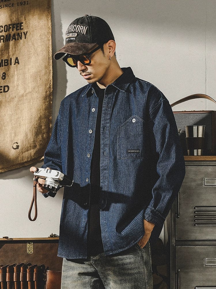 Men's Jereno thick striped cotton parka with long sleeves, vintage-style casual jacket by Showlu Fashion Store.