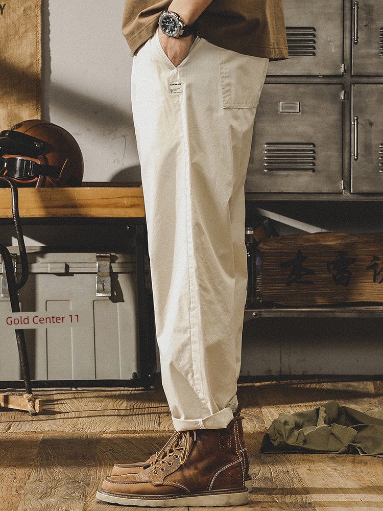 Jereno Ice Silk Cotton Tapered Pants in Ninth Length, lightweight quick-dry fabric, minimalist design, shown in natural pose