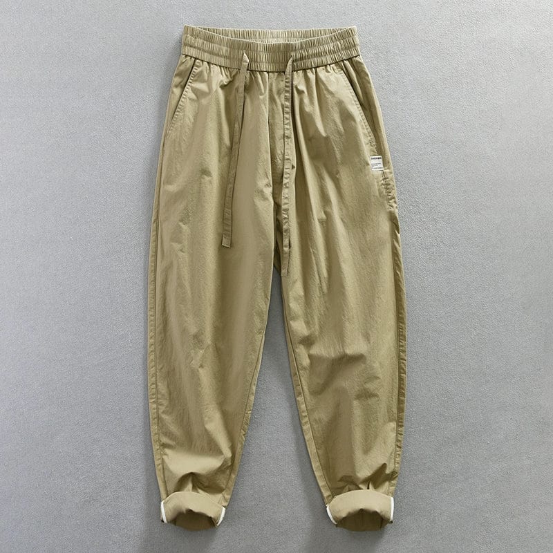 Jereno Ice Silk Cotton Tapered Pants by Showlu Fashion Store, minimalistic thin quick-dry pants in a ninth-length style.