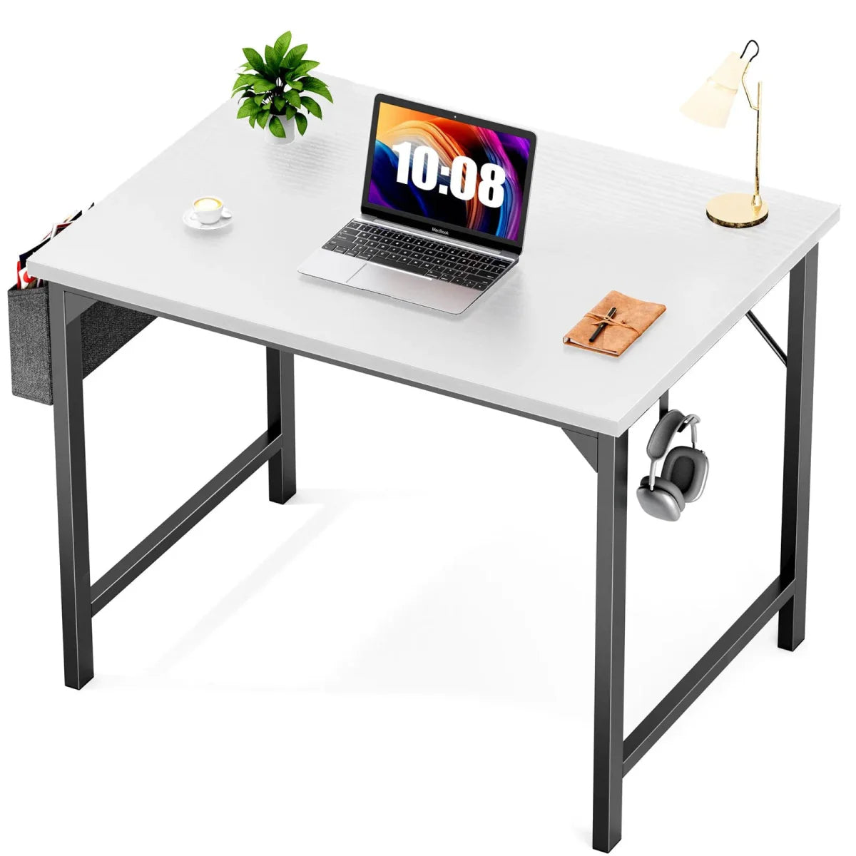 Modern JHK Computer Desk by SHOWLU FASHION with storage bag, headphone hook, compact design, ideal for study and office use.