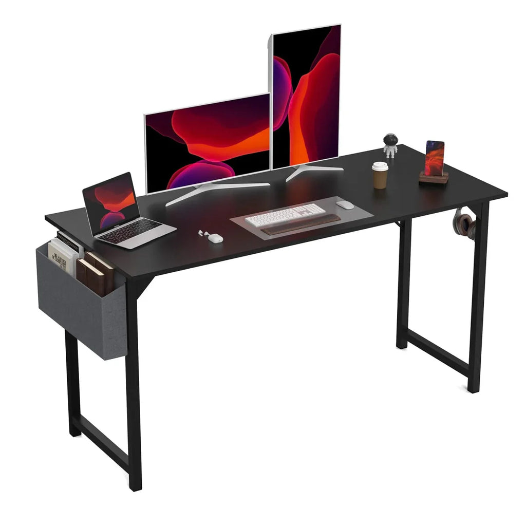 SHOWLU FASHION STORE JHK computer desk with storage bag and headphone hook, modern compact writing and gaming table for office or study