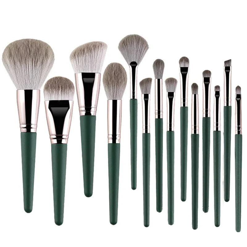 JTFIL 14-piece makeup brush set with soft, fluffy foundation and eye brushes for blending, powder, foundation, and blush application.