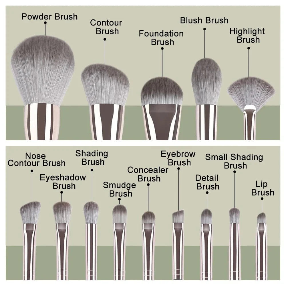 JTFIL 14-piece makeup brush set with soft fluffy brushes for foundation, eye shadow, blush, and blending, shown in the image.