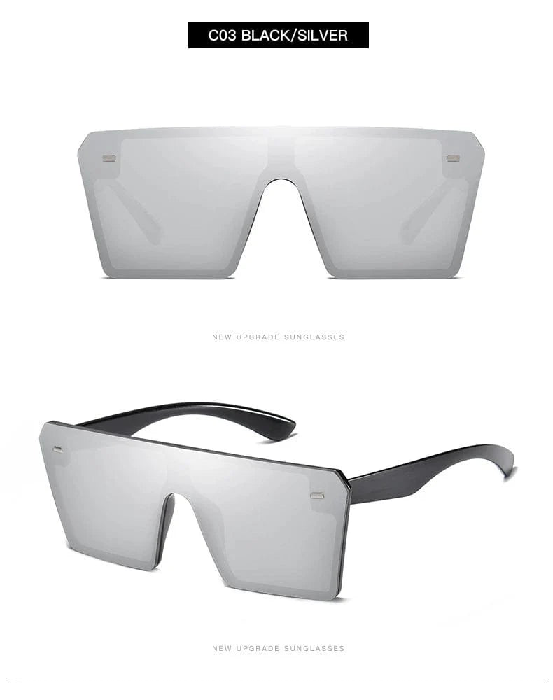 Showlu Retro Square Sunglasses with large rims, UV protection, trendy fashion eyewear for men and women, sleek and stylish design