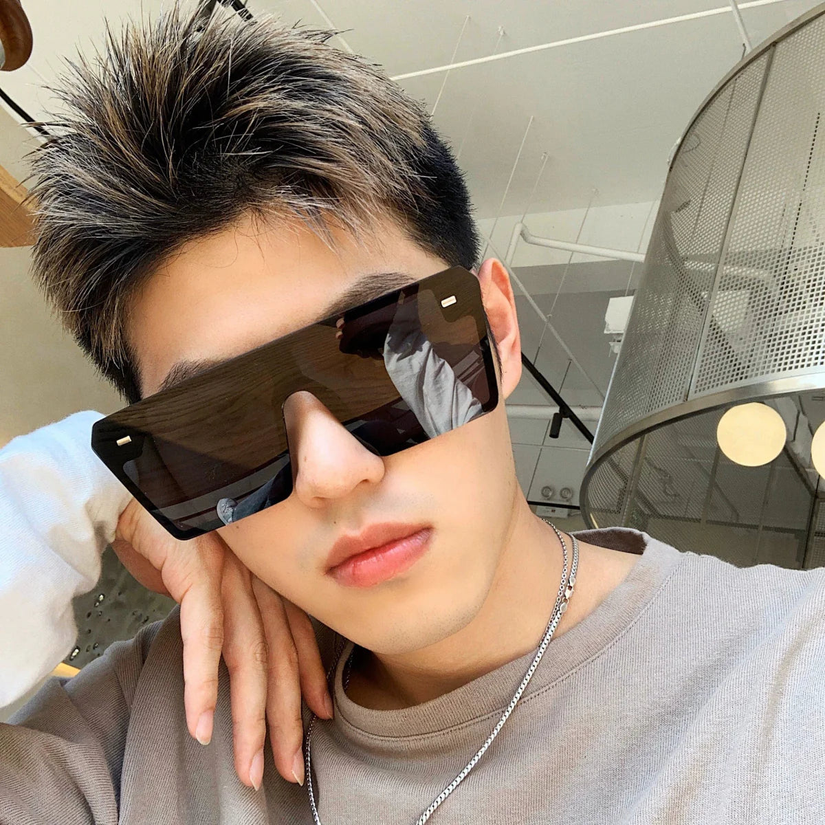 Retro Square Sunglasses by Showlu Fashion Store with large rims, UV protection, stylish design for men and women.