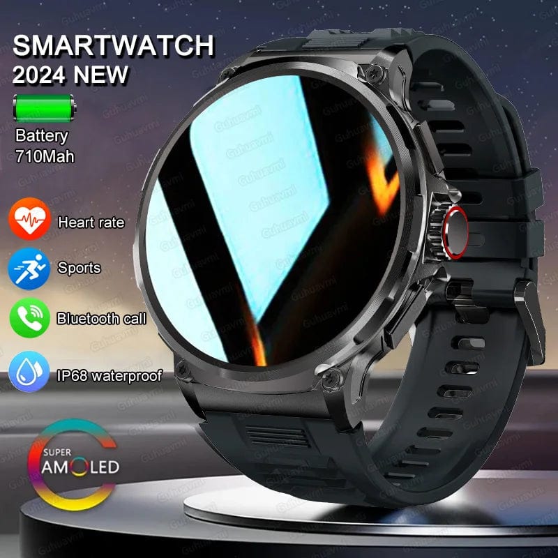 KAVSUMI Smart Watch with 1.85-inch HD display, Bluetooth call, fitness tracker, heart monitor, and 710mAh battery for Android and iOS.