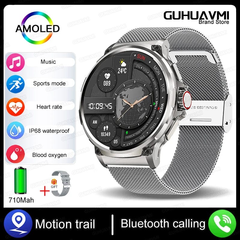 KAVSUMI Smart Watch with 1.85-inch HD display, Bluetooth call, fitness tracker, heart monitor, and 710mAh battery for Android and iOS.