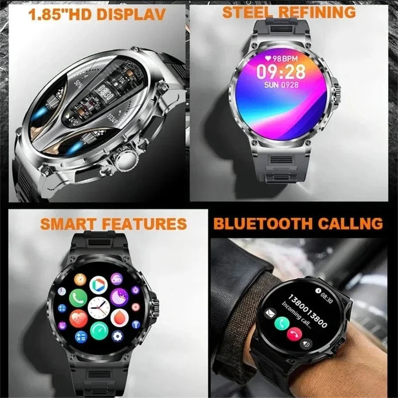 KAVSUMI Smart Watch with 1.85-inch HD display, Bluetooth call, fitness tracker, heart monitor, and 710mAh battery for Android and iOS