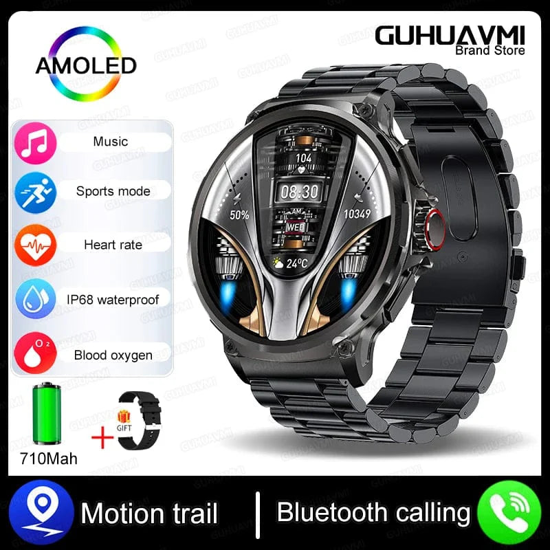 KAVSUMI Smart Watch with 1.85-inch HD display, Bluetooth call, fitness tracker, heart monitor, and 710mAh battery for Android and iOS.