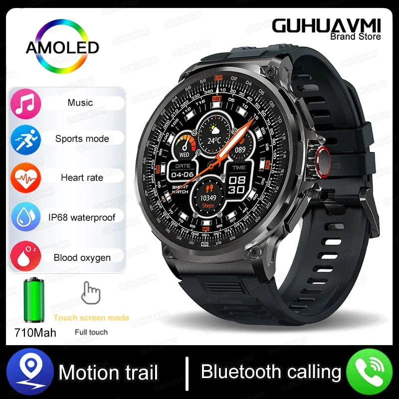 KAVSUMI Smart Watch with 1.85-inch HD touchscreen, Bluetooth call, fitness tracker, heart monitor, and 710mAh battery for men.