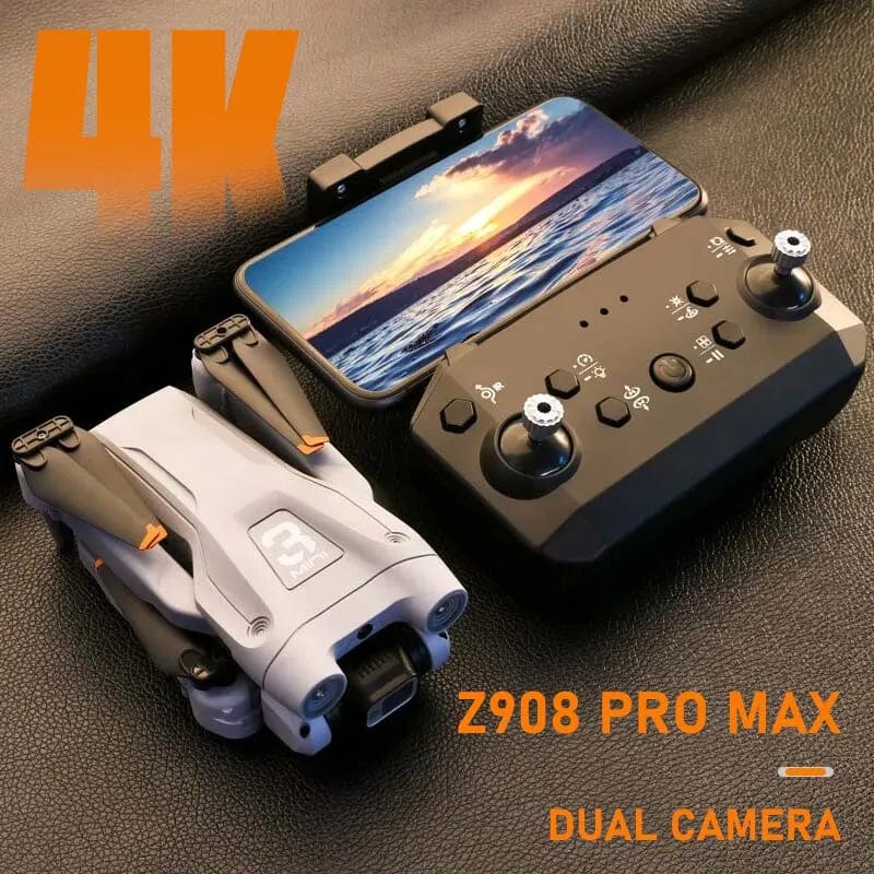 KBDFA Z908 Pro Max drone with 4K UHD camera, brushless motors, foldable design, Wi-Fi FPV, and obstacle avoidance.