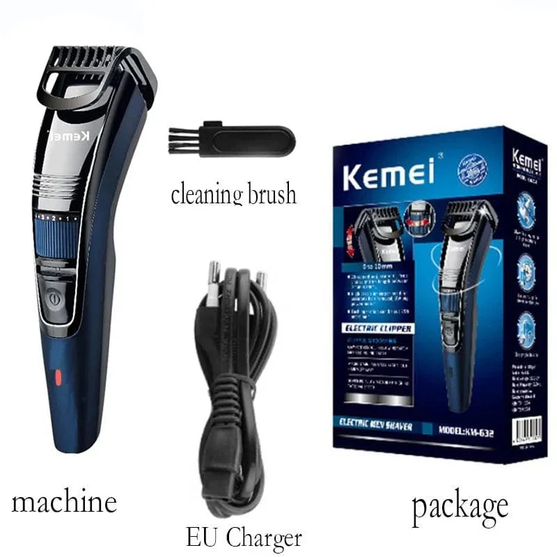 Kemei 632 adjustable beard trimmer and cordless hair clipper for men with 0.5-10mm length settings and rechargeable design.