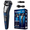 Kemei 632 cordless beard and hair trimmer with adjustable 0.5-10mm length, rechargeable men's grooming clipper and face hair cutter.