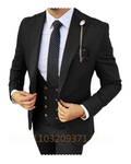 SHOWLU Khaki men's 3-piece slim fit suit with peaked lapel, blazer, vest, and pants, ideal for formal weddings and business occasions.