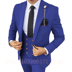 Khaki Men's Suits 3 Pieces Wedding Business Suits Groom Tuxedos Slim Fit Peaked Lapel Blazer Vest Pants Formal Men Suits - SHOWLU FASHION STORE