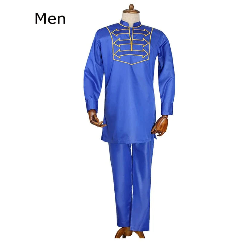 H&D Boys African Dashiki suit with long sleeve embroidered shirt and matching pants, traditional colorful children's clothing for parties