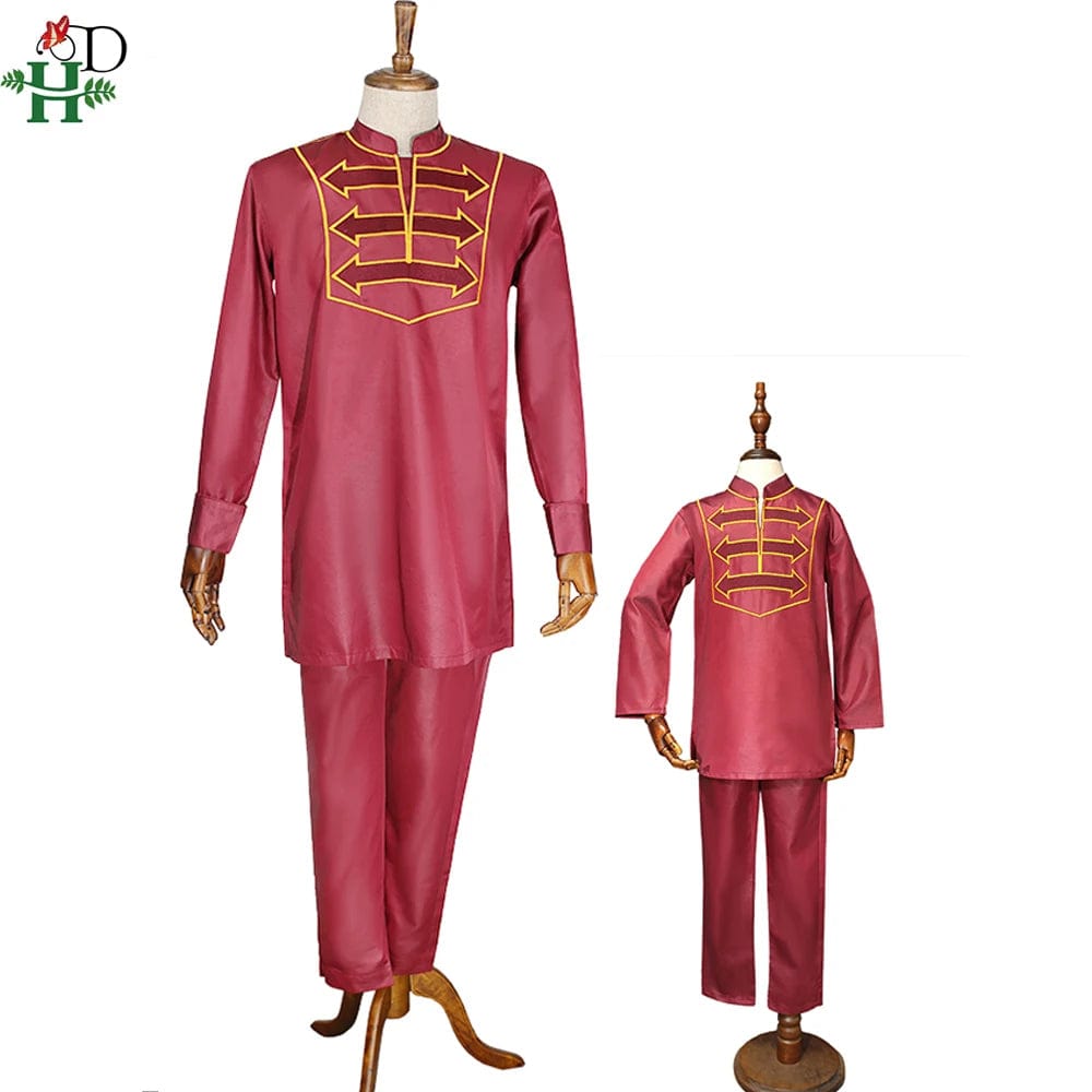 Kid Boy African Clothes Long Sleeve T shirt Pants Suit For Children Dashiki Embroidery Clothing Party Wears Outfits - SHOWLU FASHION STORE