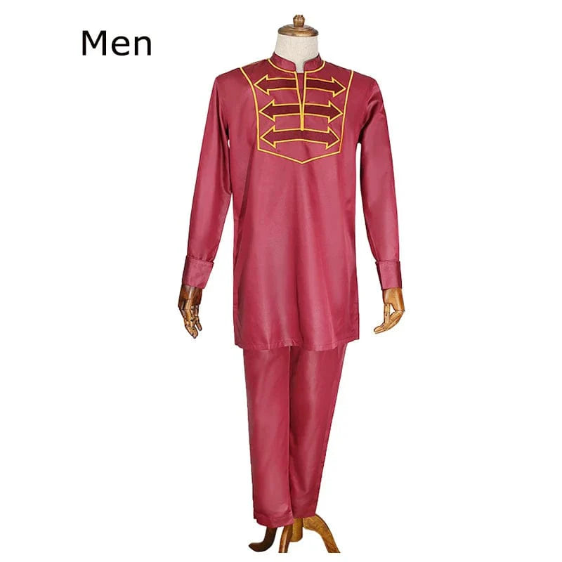 H&D Boys African Dashiki suit with long sleeve embroidered shirt and matching pants for children, stylish traditional African clothing for kids