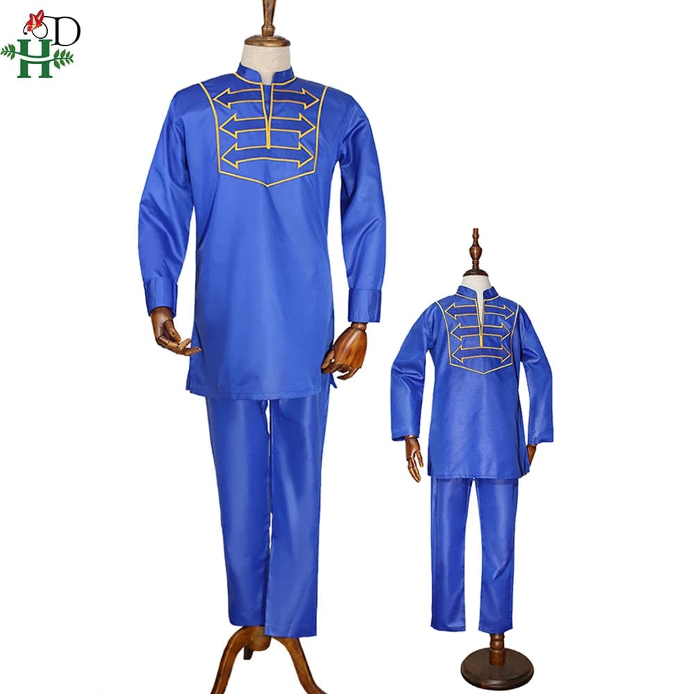 Kid Boy African Clothes Long Sleeve T shirt Pants Suit For Children Dashiki Embroidery Clothing Party Wears Outfits - SHOWLU FASHION STORE