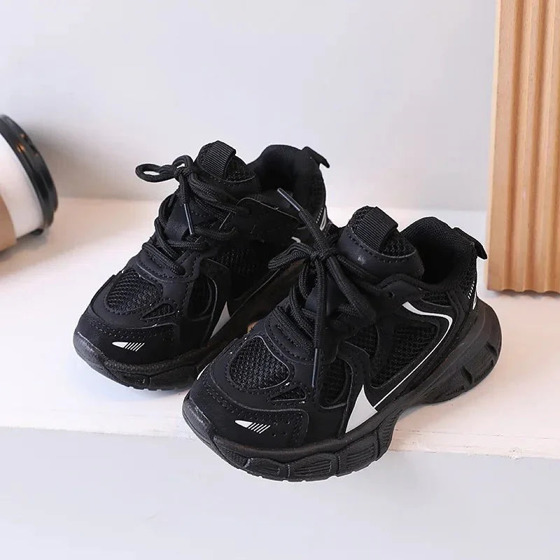 Kids mesh sneakers by SHOWLU FASHION STORE featuring breathable, versatile running shoes with thick soles for boys and girls.