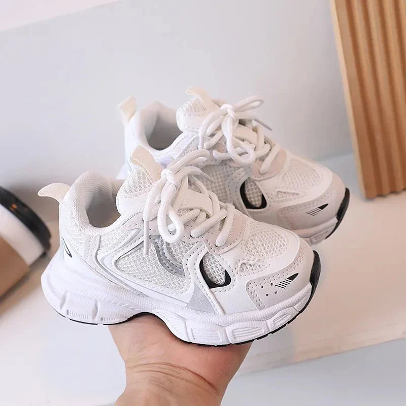 Kids mesh sneakers by SHOWLU FASHION STORE featuring breathable design, thick soles, and versatile running shoes for boys and girls.