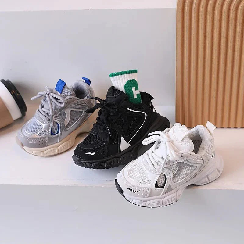 Kids mesh sneakers by SHOWLU FASHION STORE, breathable boys and girls running shoes with thick soles and versatile sporty design.