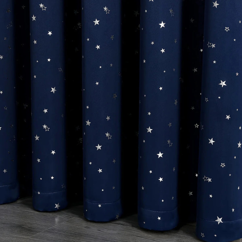 Kids' blackout curtains with star pattern and grommet top, designed for bedrooms and living room windows by Showlu Fashion Store.