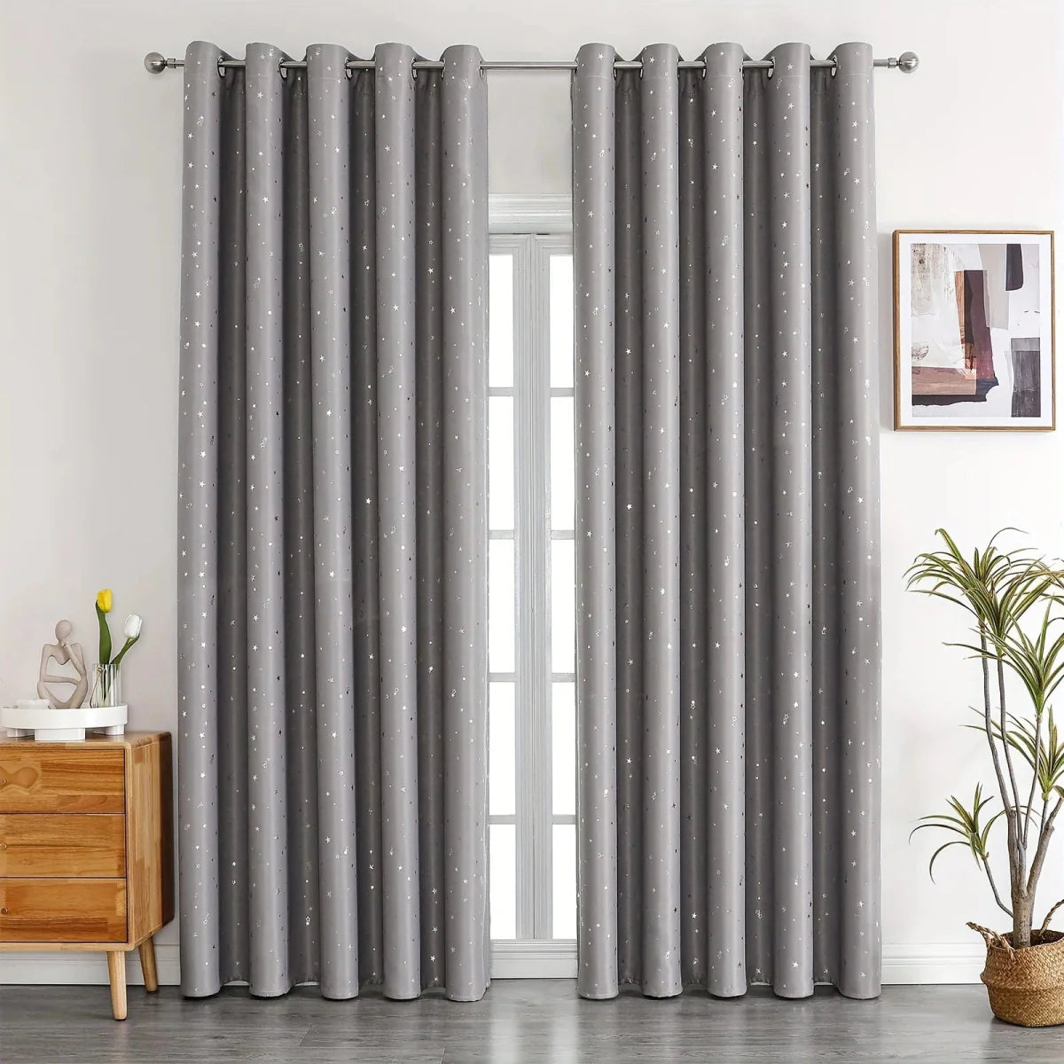 Kids blackout curtains with star pattern and grommet top, perfect for bedrooms or living rooms, by SHOWLU FASHION STORE.